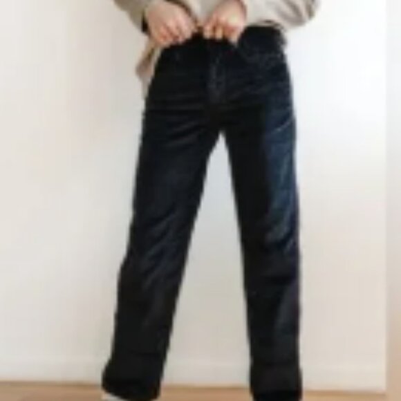 Free People Women's Blue Corduroy Velvateen High Rise Straight Jeans Sz 10 - Picture 6 of 15